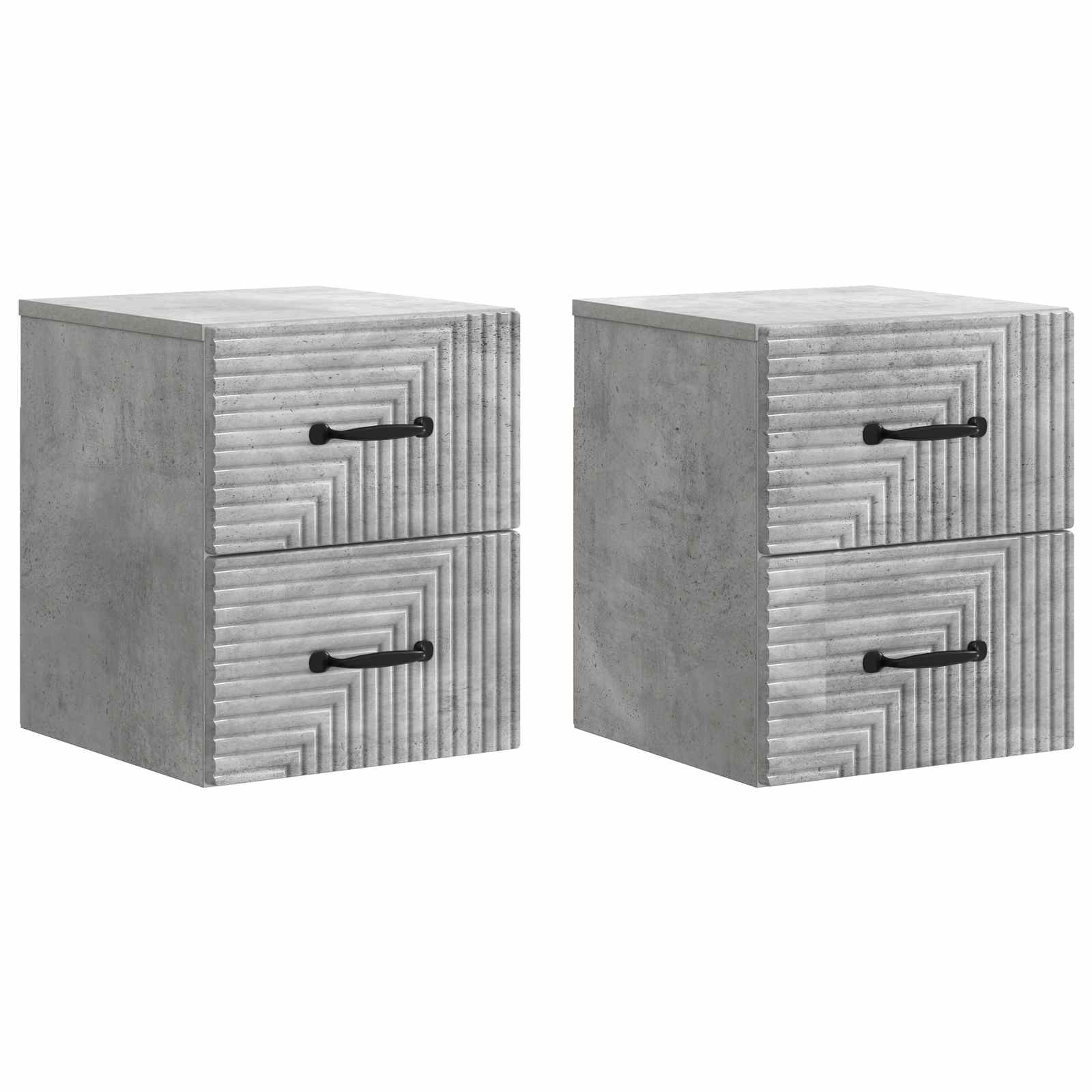 Wandmontierter Nachttisch, Betongrau, 2er-Set