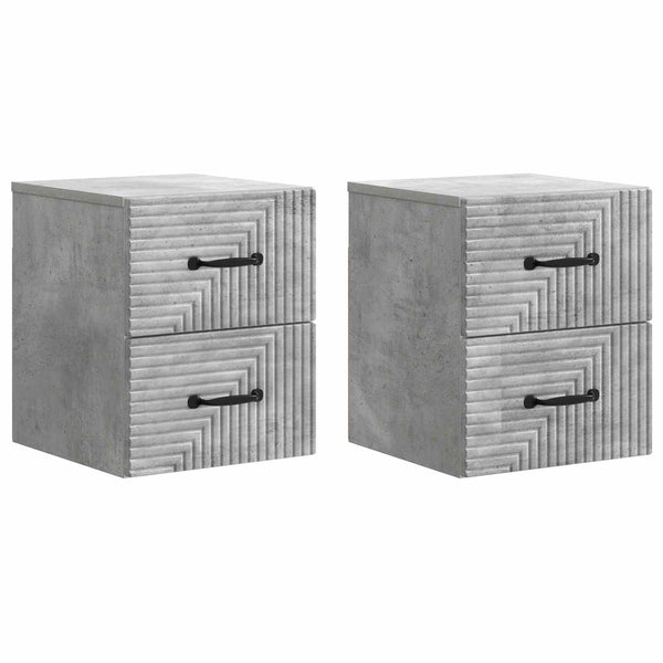 Wandmontierter Nachttisch, Betongrau, 2er-Set
