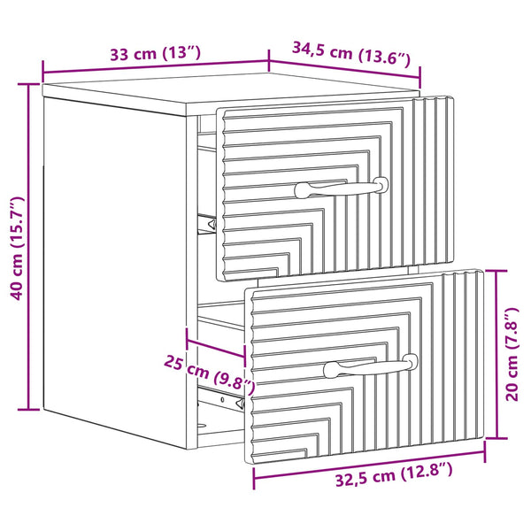 Wand-Nachttisch Grau Sonoma 34,5x33x40 cm
