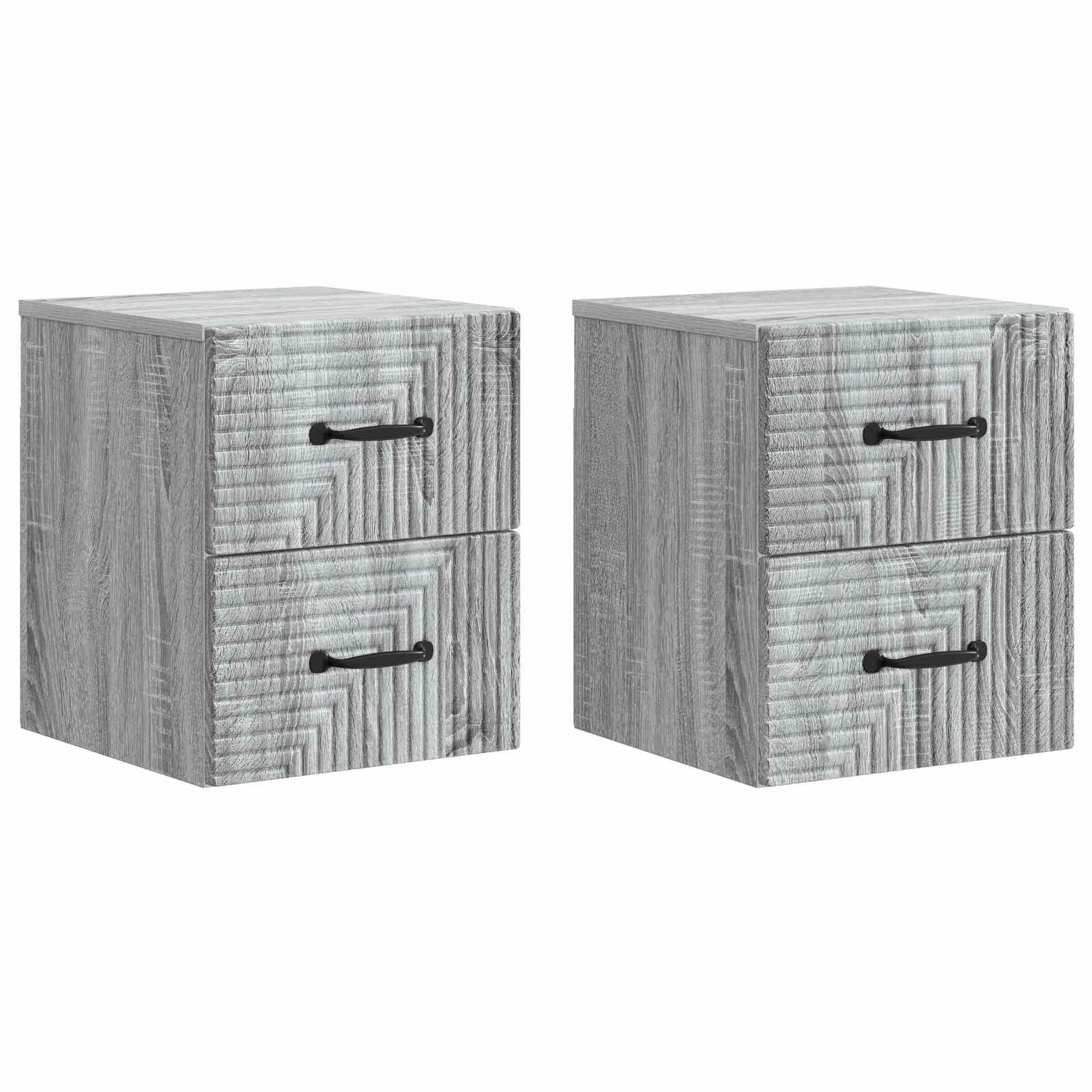 Wandmontierter Nachttisch, 2er-Set, Grau