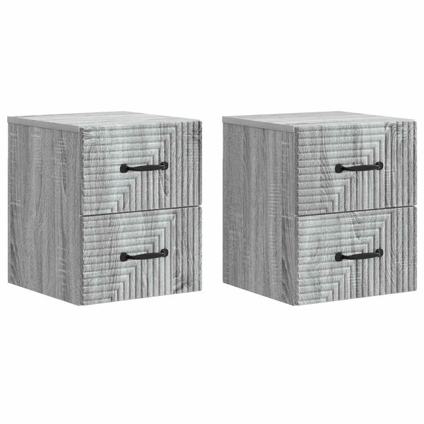 Wandmontierter Nachttisch, 2er-Set, Grau