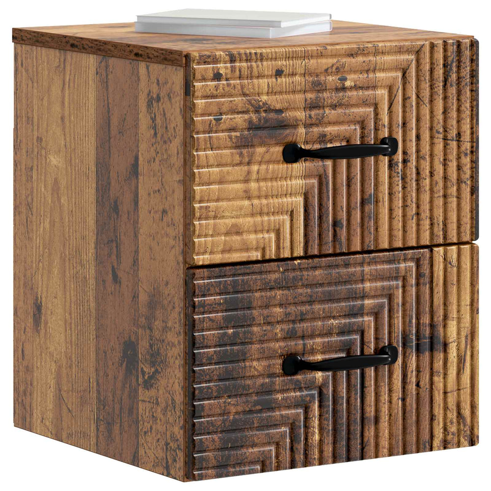 Wand-Nachttisch Altholz 34,5x33x40 cm