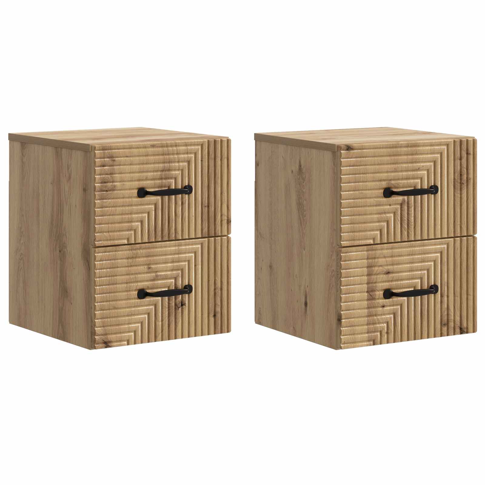 Wandmontierte Nachttische 2er-Set Eiche