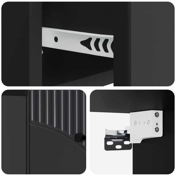 Wandmontierter Nachttisch Schwarz, 2er-Set