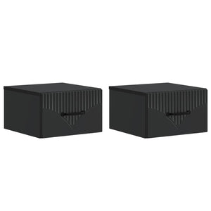 Wandmontierter Nachttisch Schwarz, 2er-Set
