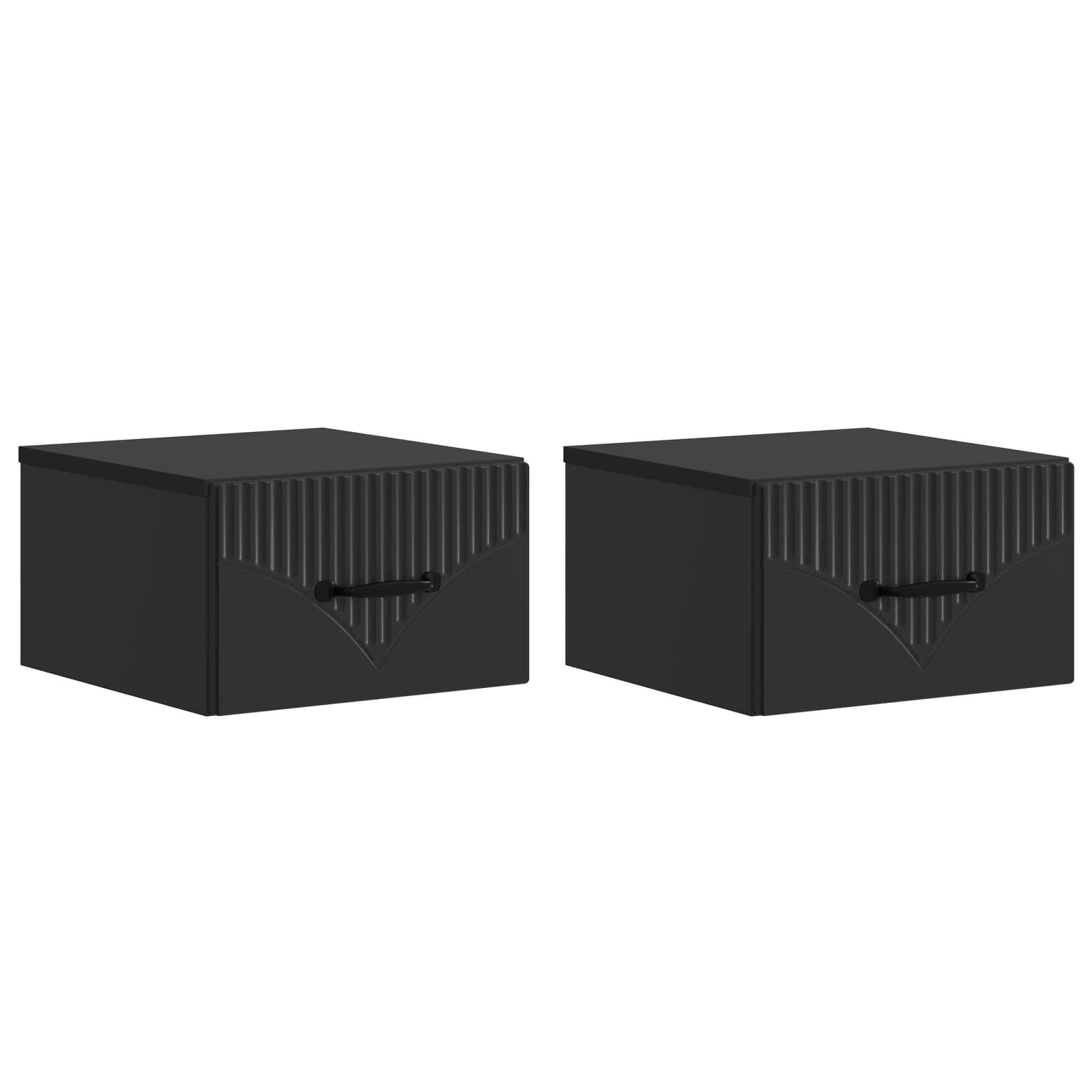 Wandmontierter Nachttisch Schwarz, 2er-Set