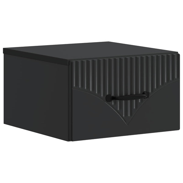 Wandmontierter Nachttisch Schwarz, 2er-Set