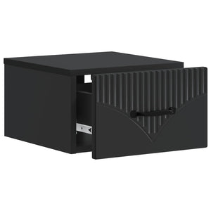Wandmontierter Nachttisch Schwarz, 2er-Set