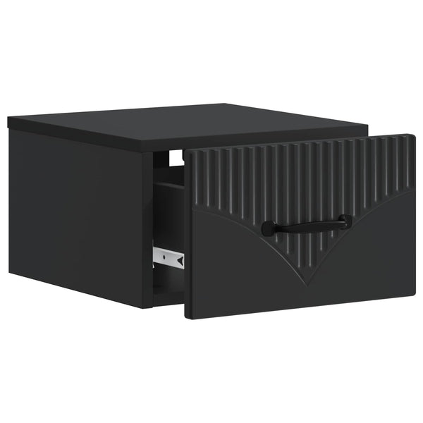 Wandmontierter Nachttisch Schwarz, 2er-Set