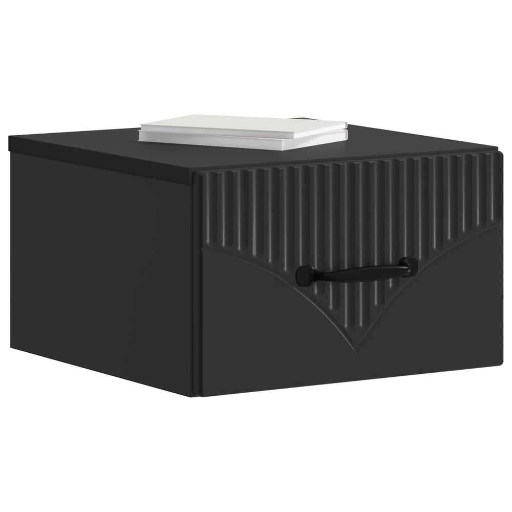 Wandmontierter Nachttisch Schwarz, 2er-Set