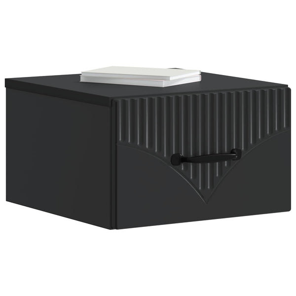Wandmontierter Nachttisch Schwarz, 2er-Set