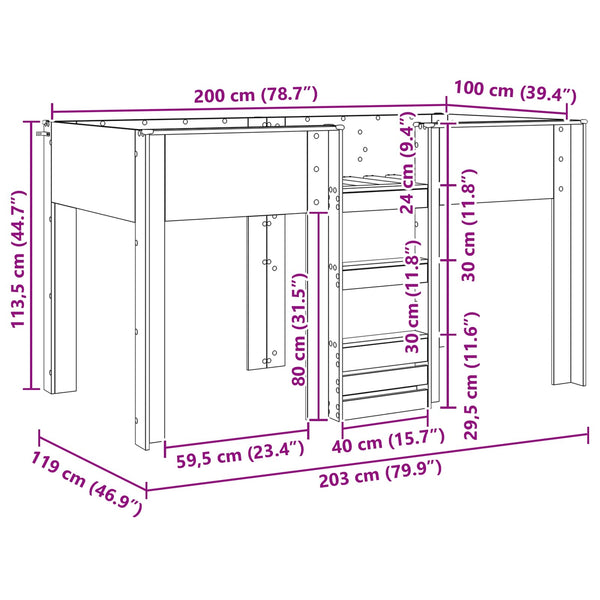 Etagenbett Kinder Grau Sonoma 100x200 cm