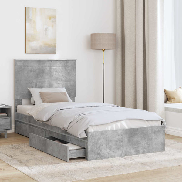 Stauraumbett Beton Grau 100x200 cm