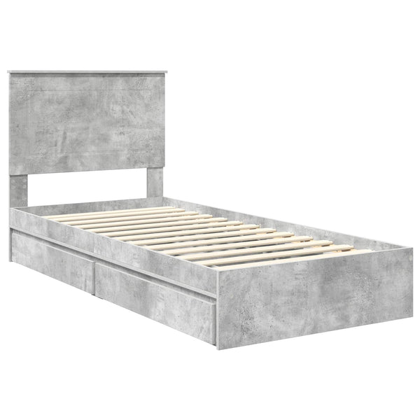 Stauraumbett Beton Grau 100x200 cm