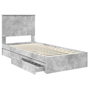 Stauraumbett Beton Grau 100x200 cm