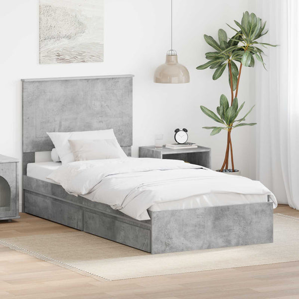 Stauraumbett Beton Grau 75x190 cm
