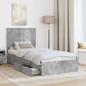 Stauraumbett Beton Grau 75x190 cm