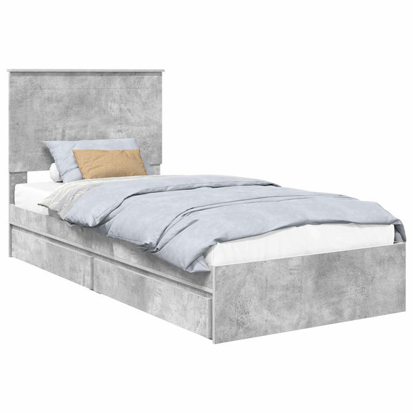 Stauraumbett Beton Grau 75x190 cm