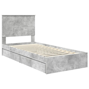 Stauraumbett Beton Grau 75x190 cm