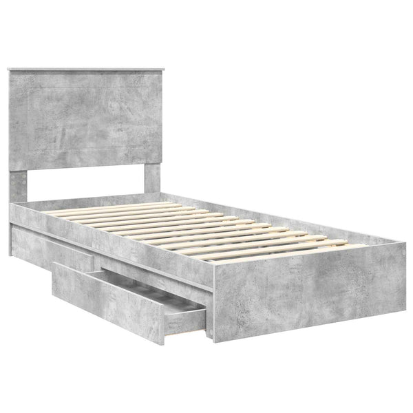 Stauraumbett Beton Grau 75x190 cm