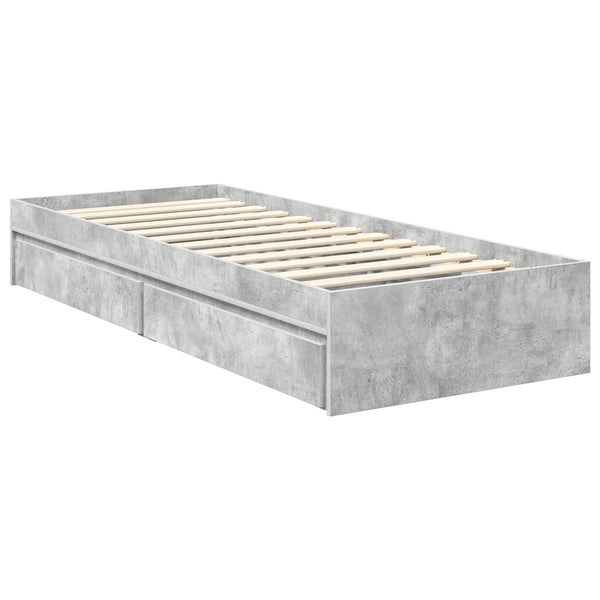 Stauraumbett Beton Grau 75x190 cm