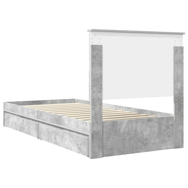 Stauraumbett Beton Grau 75x190 cm