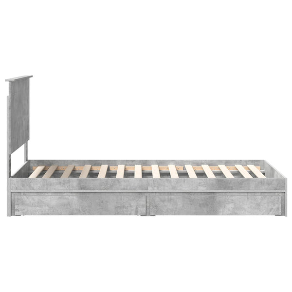 Stauraumbett Beton Grau 75x190 cm