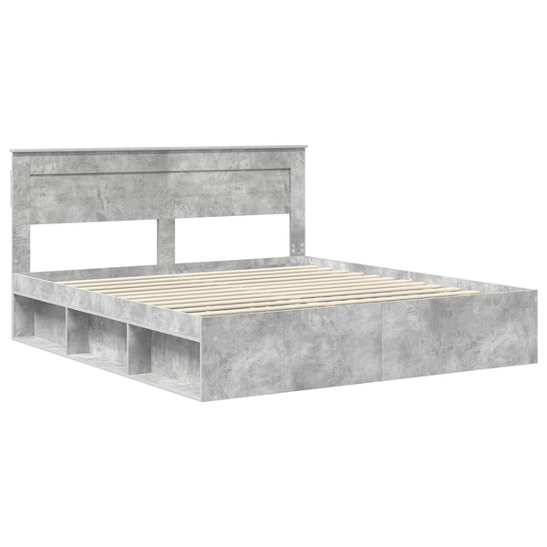 Bettrahmen mit Kopfteil 200x200 cm Kiefernholz Beton
