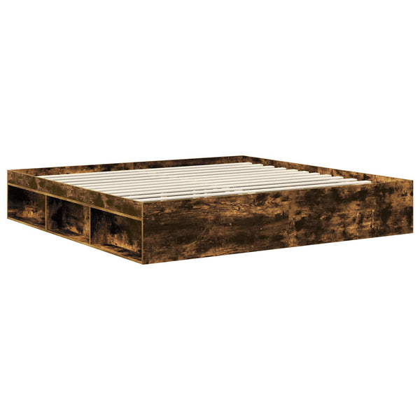 Bettrahmen 200x200 cm Geräucherte Eiche Kiefer Massivholz