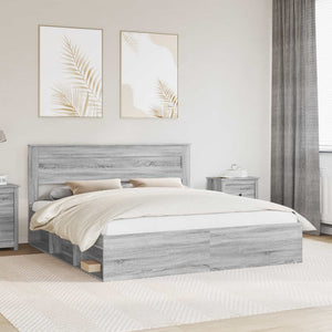 Bettrahmen 200x200 cm Grau Kiefernholz