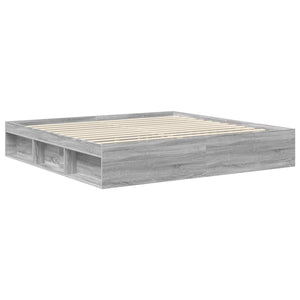 Bettrahmen 200x200 cm Grau Kiefernholz
