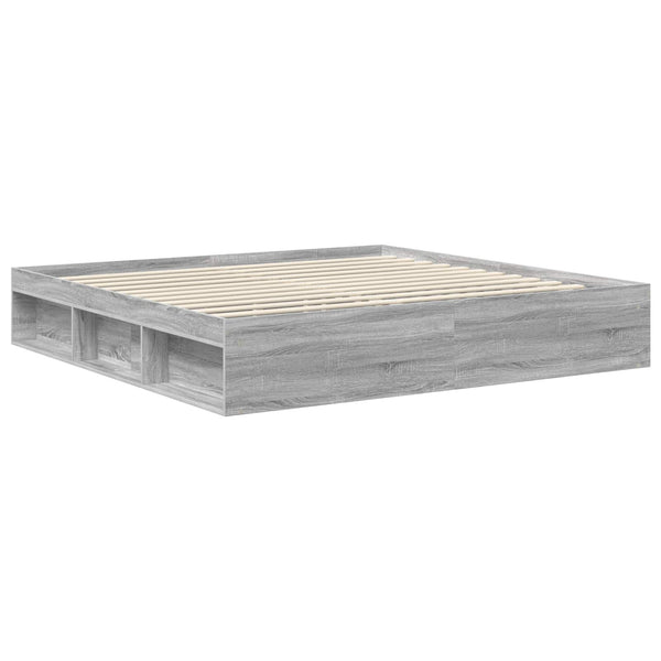 Bettrahmen 200x200 cm Grau Kiefernholz