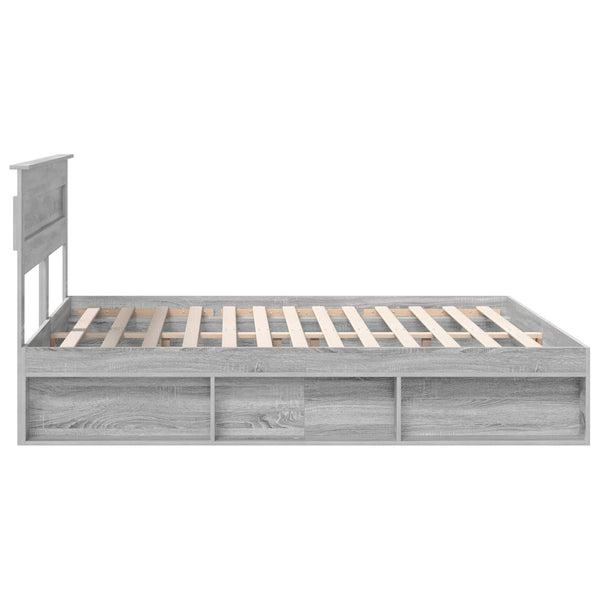 Bettrahmen 200x200 cm Grau Kiefernholz