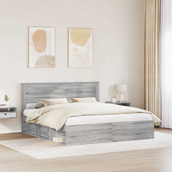 Bettrahmen 180x200 Graues Sonoma Kiefernholz