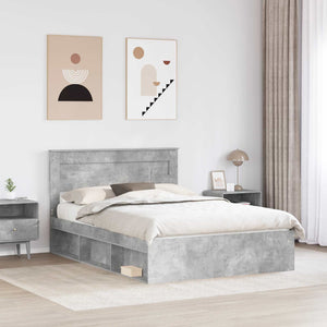 Bettrahmen Beton Grau 150x200 cm Kiefernholz