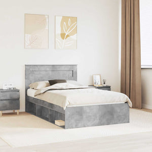 Bettrahmen Beton Grau 135x190 cm Kiefernholz