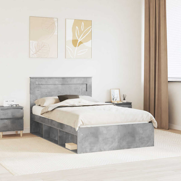 Bettrahmen Beton Grau 135x190 cm Kiefernholz
