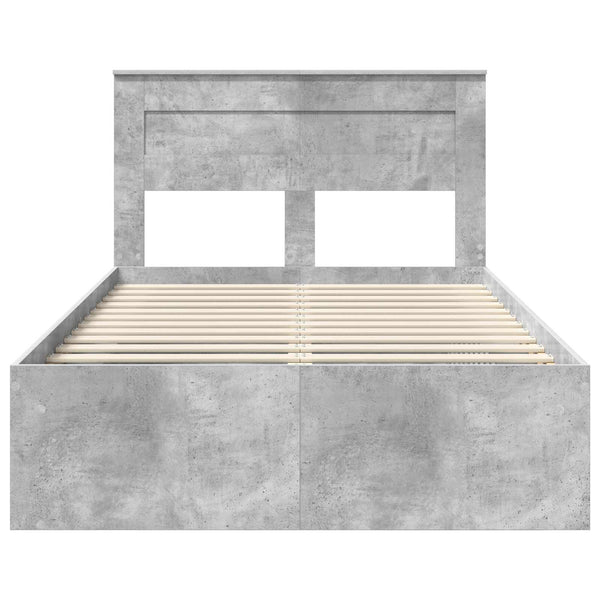 Bettrahmen Beton Grau 135x190 cm Kiefernholz
