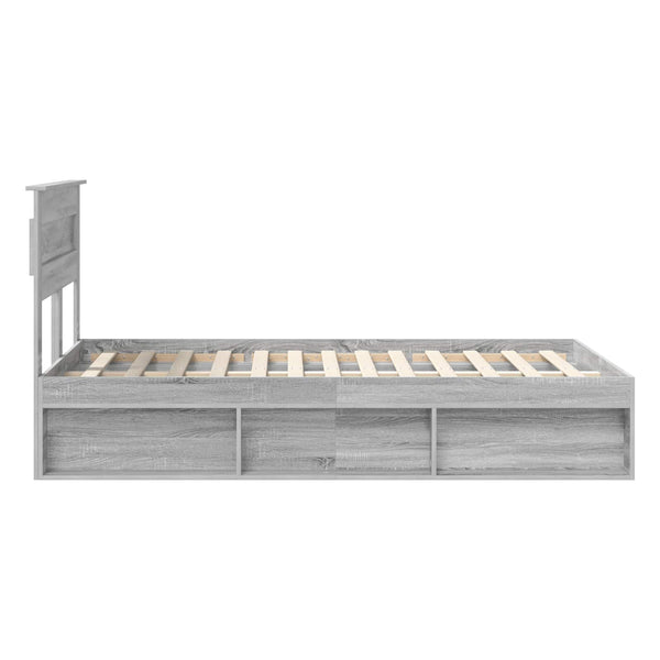 Bettrahmen 135x190 cm Kiefer Grau Sonoma