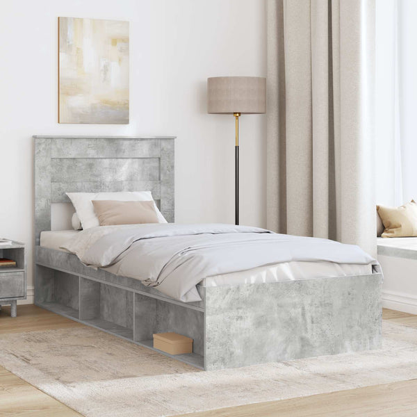 Bettrahmen 90x190 Beton Grau Kiefernholz