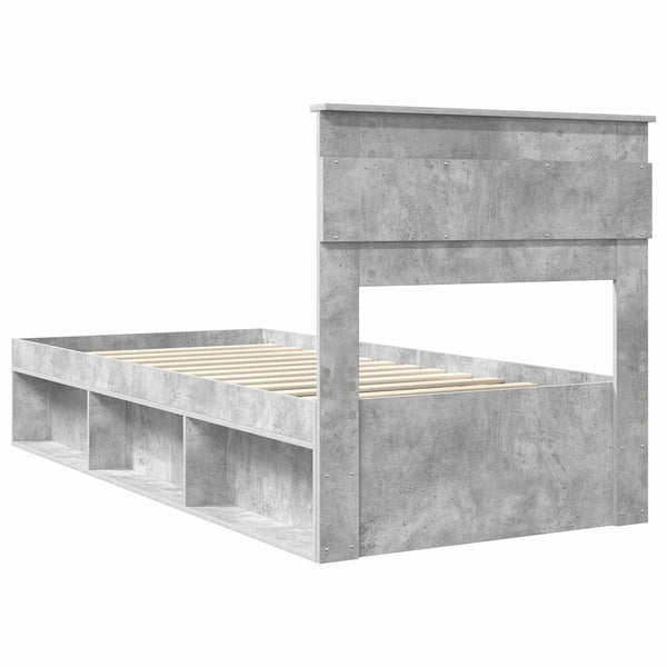 Bettrahmen 90x190 Beton Grau Kiefernholz