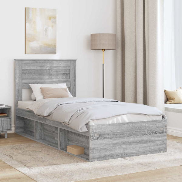 Bettrahmen 90x190 Graues Sonoma Kiefernholz