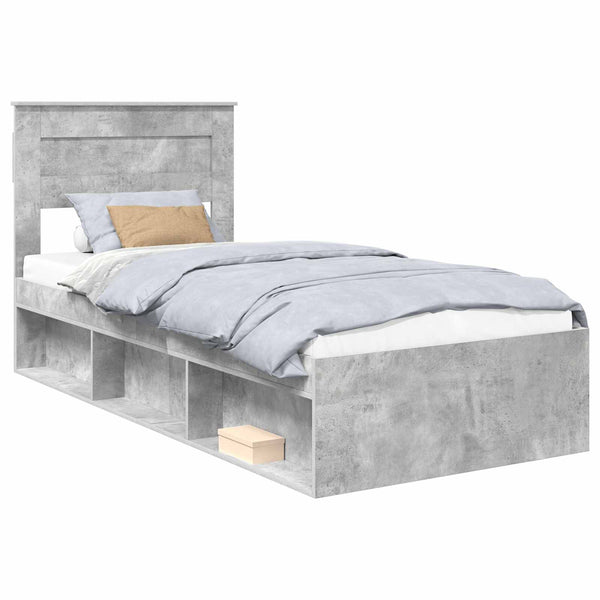 Bettrahmen Betonoptik 90x200 cm Kiefer Massivholz