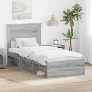 Bettrahmen 90x200 Graues Sonoma Kiefernholz