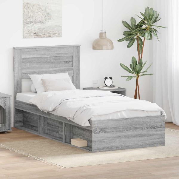 Bettrahmen 90x200 Graues Sonoma Kiefernholz