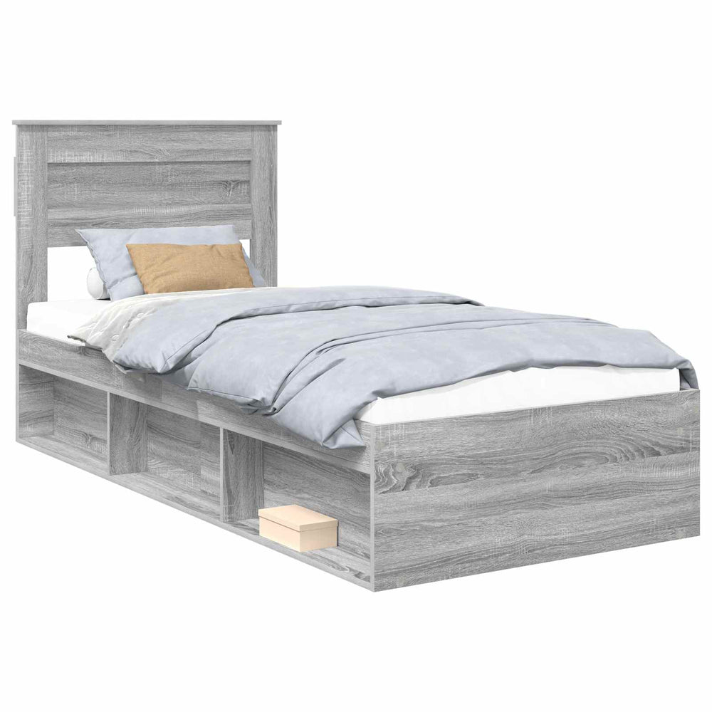 Bettrahmen 90x200 Graues Sonoma Kiefernholz