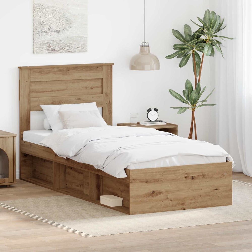 vidaXL Bed Frame Solid Craft Oak 90 x 200 cm Solid Pine Wood