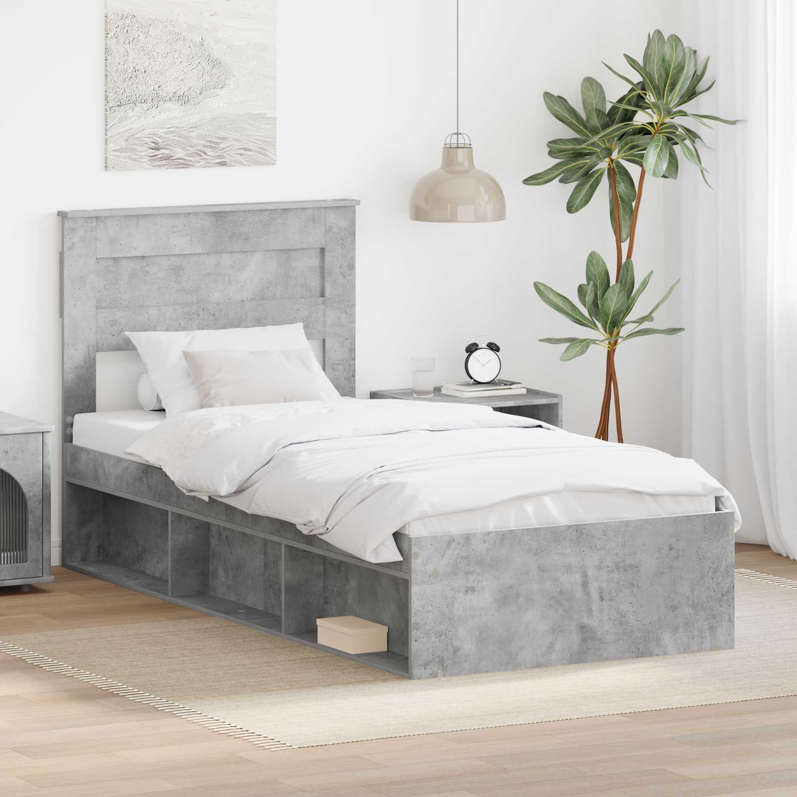 Bettrahmen Grau 75x190 cm Kiefernholz