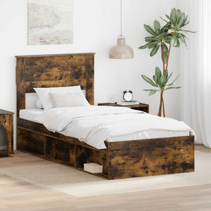 Bettrahmen 75x190 cm Geräucherte Eiche Kiefernholz