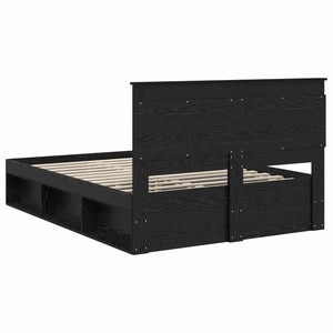Schwarzer Bettrahmen 140x190 cm Kiefernholz
